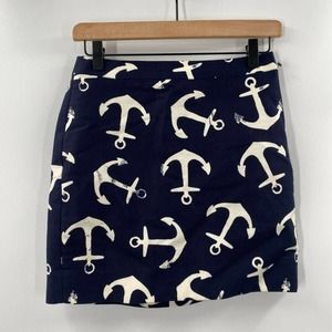 J. Crew Postage Stamp A Line Skirt Anchor Print